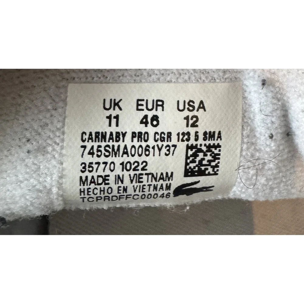 Lacoste Men's Carnaby Pro CGR‎ Sneakers Shoes Green and White Size 12